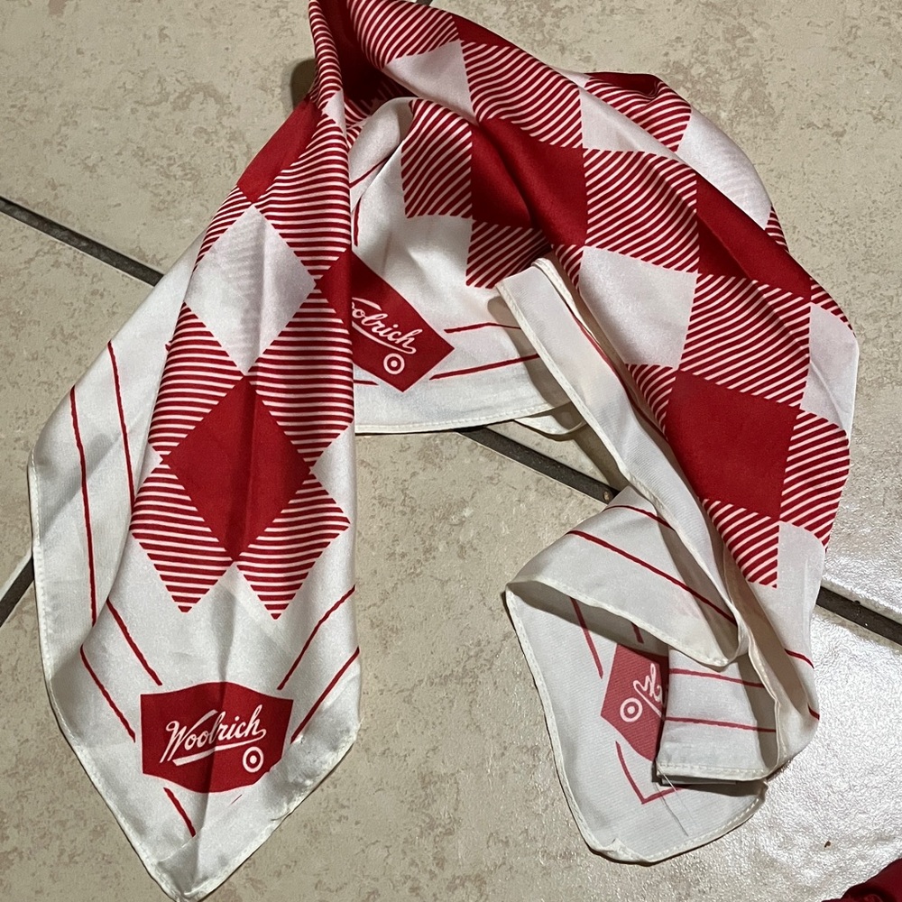 Woolrich Red and White Geometric Scarf